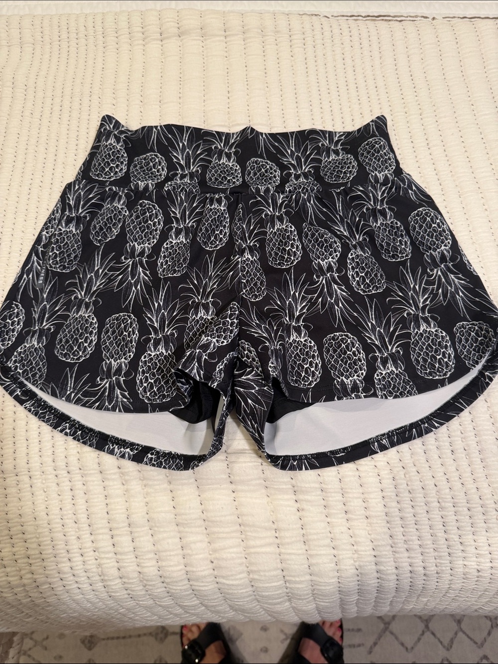 Black Pineapple-Print Women's Athletic Shorts